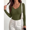 image:imageBTFBM Lace Deep V Neck Long Sleeve Shirts for Women Fitted Going Out Tops Night Out Outfits Fall Fashion Clothing 2026Army Green