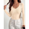 image:imageBTFBM Lace Deep V Neck Long Sleeve Shirts for Women Fitted Going Out Tops Night Out Outfits Fall Fashion Clothing 2026Beige