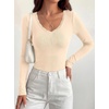 image:imageBTFBM Lace Deep V Neck Long Sleeve Shirts for Women Fitted Going Out Tops Night Out Outfits Fall Fashion Clothing 2026Beige
