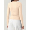 image:imageBTFBM Lace Deep V Neck Long Sleeve Shirts for Women Fitted Going Out Tops Night Out Outfits Fall Fashion Clothing 2026Beige
