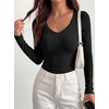 image:imageBTFBM Lace Deep V Neck Long Sleeve Shirts for Women Fitted Going Out Tops Night Out Outfits Fall Fashion Clothing 2026Black