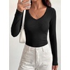 image:imageBTFBM Lace Deep V Neck Long Sleeve Shirts for Women Fitted Going Out Tops Night Out Outfits Fall Fashion Clothing 2026Black