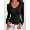 image:imageBTFBM Lace Deep V Neck Long Sleeve Shirts for Women Fitted Going Out Tops Night Out Outfits Fall Fashion Clothing 2026Black