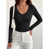 image:imageBTFBM Lace Deep V Neck Long Sleeve Shirts for Women Fitted Going Out Tops Night Out Outfits Fall Fashion Clothing 2026Black