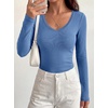 image:imageBTFBM Lace Deep V Neck Long Sleeve Shirts for Women Fitted Going Out Tops Night Out Outfits Fall Fashion Clothing 2026Blue