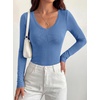 image:imageBTFBM Lace Deep V Neck Long Sleeve Shirts for Women Fitted Going Out Tops Night Out Outfits Fall Fashion Clothing 2026Blue