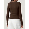 image:imageBTFBM Lace Deep V Neck Long Sleeve Shirts for Women Fitted Going Out Tops Night Out Outfits Fall Fashion Clothing 2026Brown