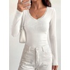 image:imageBTFBM Lace Deep V Neck Long Sleeve Shirts for Women Fitted Going Out Tops Night Out Outfits Fall Fashion Clothing 2026White