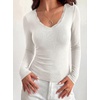 image:imageBTFBM Lace Deep V Neck Long Sleeve Shirts for Women Fitted Going Out Tops Night Out Outfits Fall Fashion Clothing 2026White