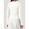 image:imageBTFBM Lace Deep V Neck Long Sleeve Shirts for Women Fitted Going Out Tops Night Out Outfits Fall Fashion Clothing 2026White