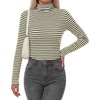 image:imageBTFBM Long Sleeve Shirts for Women Turtleneck Striped Shirt Lightweight Basic Thermal Underwear Tops 2026 Fall FashionArmy Green White