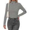 image:imageBTFBM Long Sleeve Shirts for Women Turtleneck Striped Shirt Lightweight Basic Thermal Underwear Tops 2026 Fall FashionBlack White