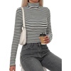 image:imageBTFBM Long Sleeve Shirts for Women Turtleneck Striped Shirt Lightweight Basic Thermal Underwear Tops 2026 Fall FashionBlack White