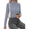 image:imageBTFBM Long Sleeve Shirts for Women Turtleneck Striped Shirt Lightweight Basic Thermal Underwear Tops 2026 Fall FashionNavy Blue White