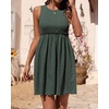 image:imageBTFBM Summer Dresses for Women 2026 Spring Clothes Sleeveless Crewneck Beach Vacation Outfits Mini Flowy Sun DressArmy Green