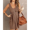 image:imageBTFBM Summer Dresses for Women 2026 Spring Clothes Sleeveless Crewneck Beach Vacation Outfits Mini Flowy Sun DressButtons Dark Khaki
