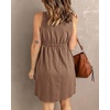 image:imageBTFBM Summer Dresses for Women 2026 Spring Clothes Sleeveless Crewneck Beach Vacation Outfits Mini Flowy Sun DressButtons Dark Khaki