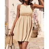image:imageBTFBM Summer Dresses for Women 2026 Spring Clothes Sleeveless Crewneck Beach Vacation Outfits Mini Flowy Sun DressSolid Apricot