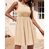 image:imageBTFBM Summer Dresses for Women 2026 Spring Clothes Sleeveless Crewneck Beach Vacation Outfits Mini Flowy Sun DressSolid Apricot