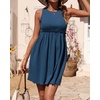 image:imageBTFBM Summer Dresses for Women 2026 Spring Clothes Sleeveless Crewneck Beach Vacation Outfits Mini Flowy Sun DressSolid Blue