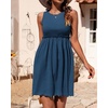 image:imageBTFBM Summer Dresses for Women 2026 Spring Clothes Sleeveless Crewneck Beach Vacation Outfits Mini Flowy Sun DressSolid Blue