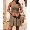 image:imageBTFBM Summer Dresses for Women 2026 Spring Clothes Sleeveless Crewneck Beach Vacation Outfits Mini Flowy Sun DressSolid Coffee