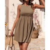 image:imageBTFBM Summer Dresses for Women 2026 Spring Clothes Sleeveless Crewneck Beach Vacation Outfits Mini Flowy Sun DressSolid Coffee