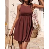 image:imageBTFBM Summer Dresses for Women 2026 Spring Clothes Sleeveless Crewneck Beach Vacation Outfits Mini Flowy Sun DressSolid Dark Brown