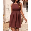 image:imageBTFBM Summer Dresses for Women 2026 Spring Clothes Sleeveless Crewneck Beach Vacation Outfits Mini Flowy Sun DressSolid Dark Brown