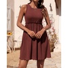 image:imageBTFBM Summer Dresses for Women 2026 Spring Clothes Sleeveless Crewneck Beach Vacation Outfits Mini Flowy Sun DressSolid Dark Brown
