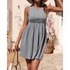 image:imageBTFBM Summer Dresses for Women 2026 Spring Clothes Sleeveless Crewneck Beach Vacation Outfits Mini Flowy Sun DressSolid Light Grey