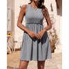 image:imageBTFBM Summer Dresses for Women 2026 Spring Clothes Sleeveless Crewneck Beach Vacation Outfits Mini Flowy Sun DressSolid Light Grey