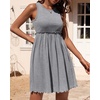 image:imageBTFBM Summer Dresses for Women 2026 Spring Clothes Sleeveless Crewneck Beach Vacation Outfits Mini Flowy Sun DressSolid Light Grey