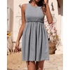 image:imageBTFBM Summer Dresses for Women 2026 Spring Clothes Sleeveless Crewneck Beach Vacation Outfits Mini Flowy Sun DressSolid Light Grey