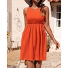 image:imageBTFBM Summer Dresses for Women 2026 Spring Clothes Sleeveless Crewneck Beach Vacation Outfits Mini Flowy Sun DressSolid Orange