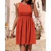 image:imageBTFBM Summer Dresses for Women 2026 Spring Clothes Sleeveless Crewneck Beach Vacation Outfits Mini Flowy Sun DressSolid Orange Red