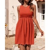 image:imageBTFBM Summer Dresses for Women 2026 Spring Clothes Sleeveless Crewneck Beach Vacation Outfits Mini Flowy Sun DressSolid Orange Red
