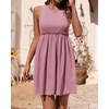 image:imageBTFBM Summer Dresses for Women 2026 Spring Clothes Sleeveless Crewneck Beach Vacation Outfits Mini Flowy Sun DressSolid Pink