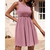 image:imageBTFBM Summer Dresses for Women 2026 Spring Clothes Sleeveless Crewneck Beach Vacation Outfits Mini Flowy Sun DressSolid Pink