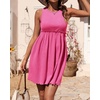 image:imageBTFBM Summer Dresses for Women 2026 Spring Clothes Sleeveless Crewneck Beach Vacation Outfits Mini Flowy Sun DressSolid Rose Pink