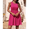 image:imageBTFBM Summer Dresses for Women 2026 Spring Clothes Sleeveless Crewneck Beach Vacation Outfits Mini Flowy Sun DressSolid Rose Red