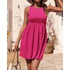 image:imageBTFBM Summer Dresses for Women 2026 Spring Clothes Sleeveless Crewneck Beach Vacation Outfits Mini Flowy Sun DressSolid Rose Red