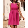 image:imageBTFBM Summer Dresses for Women 2026 Spring Clothes Sleeveless Crewneck Beach Vacation Outfits Mini Flowy Sun DressSolid Rose Red