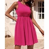 image:imageBTFBM Summer Dresses for Women 2026 Spring Clothes Sleeveless Crewneck Beach Vacation Outfits Mini Flowy Sun DressSolid Rose Red