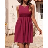 image:imageBTFBM Summer Dresses for Women 2026 Spring Clothes Sleeveless Crewneck Beach Vacation Outfits Mini Flowy Sun DressSolid Wine Red