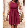 image:imageBTFBM Summer Dresses for Women 2026 Spring Clothes Sleeveless Crewneck Beach Vacation Outfits Mini Flowy Sun DressSolid Wine Red