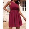 image:imageBTFBM Summer Dresses for Women 2026 Spring Clothes Sleeveless Crewneck Beach Vacation Outfits Mini Flowy Sun DressSolid Wine Red