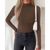 image:imageBTFBM Turtleneck Tops for Women Thumbhole Long Sleeve Shirts  Lightweight Fleece Lining Casual Basic Layering Top Slim Fit Stretch Winter Thermal Underwear 2026 Fall Fashion ClothingBrown