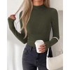 image:imageBTFBM Turtleneck Tops for Women Thumbhole Long Sleeve Shirts  Lightweight Fleece Lining Casual Basic Layering Top Slim Fit Stretch Winter Thermal Underwear 2026 Fall Fashion ClothingArmy Green