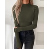 image:imageBTFBM Turtleneck Tops for Women Thumbhole Long Sleeve Shirts  Lightweight Fleece Lining Casual Basic Layering Top Slim Fit Stretch Winter Thermal Underwear 2026 Fall Fashion ClothingArmy Green